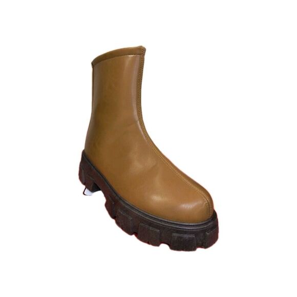 ROUGE TAN/Brown Women's Chunky Heel Boots Size 9 New Box - Picture 6 of 10